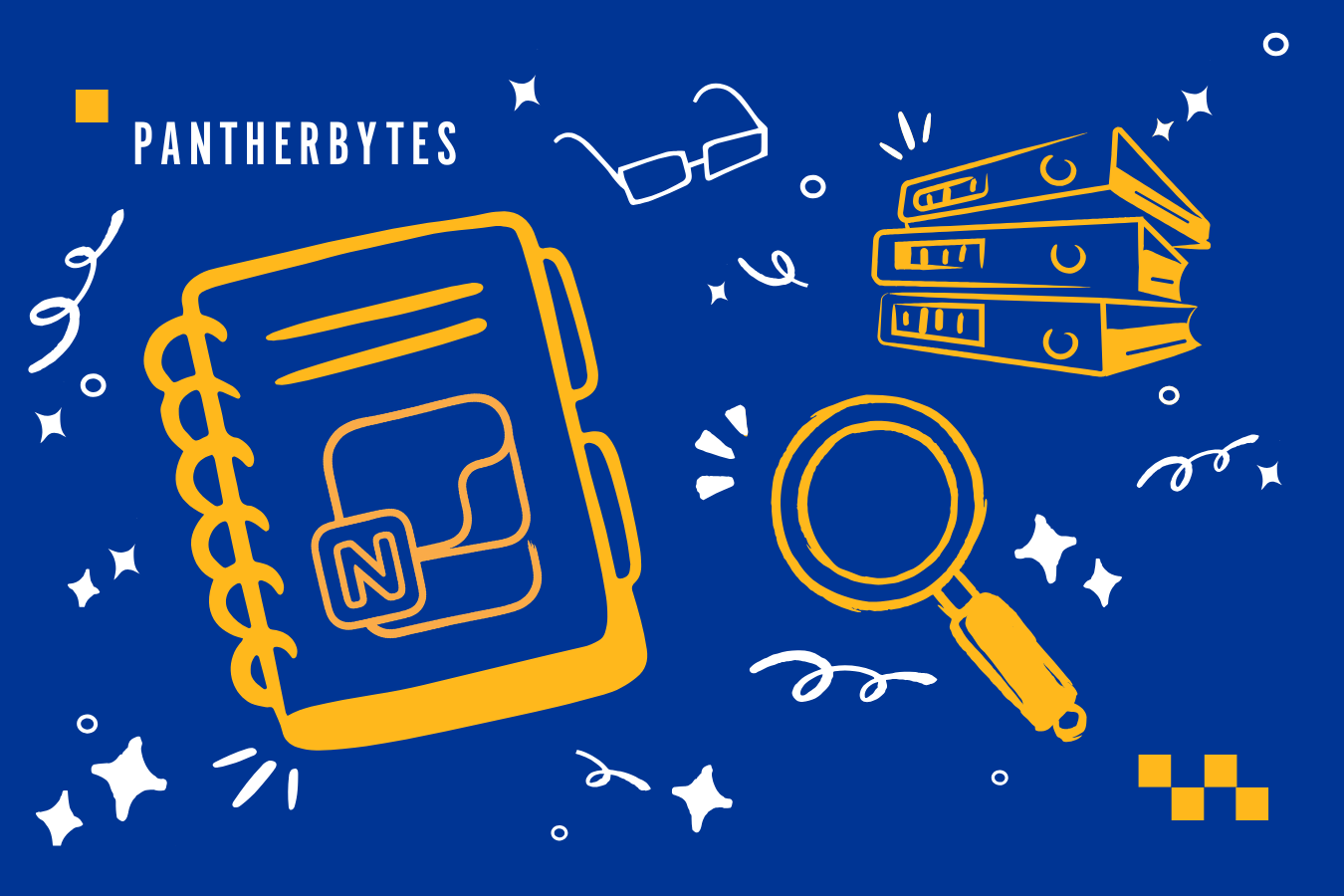 Notebook with OneNote logo in doodle style