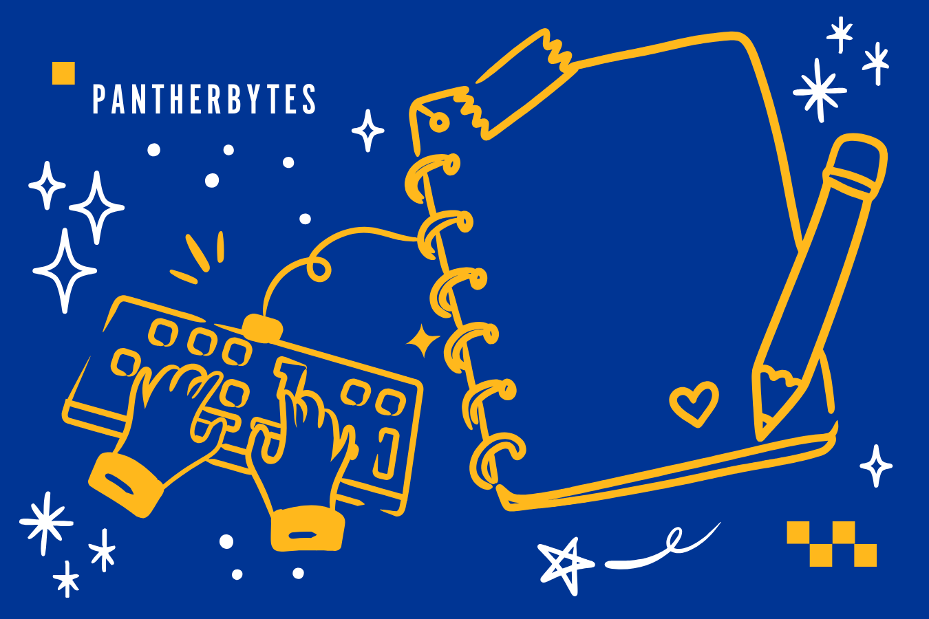 notebook and keyboard in doodle style