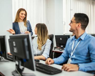 colleagues working on computers
