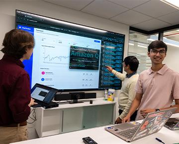 Students working on platform