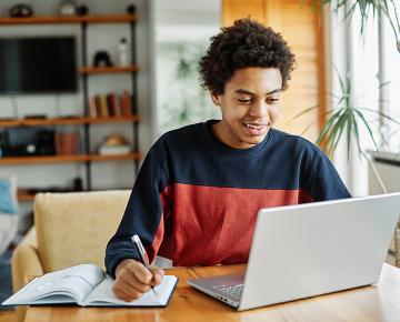 teenager using computer
